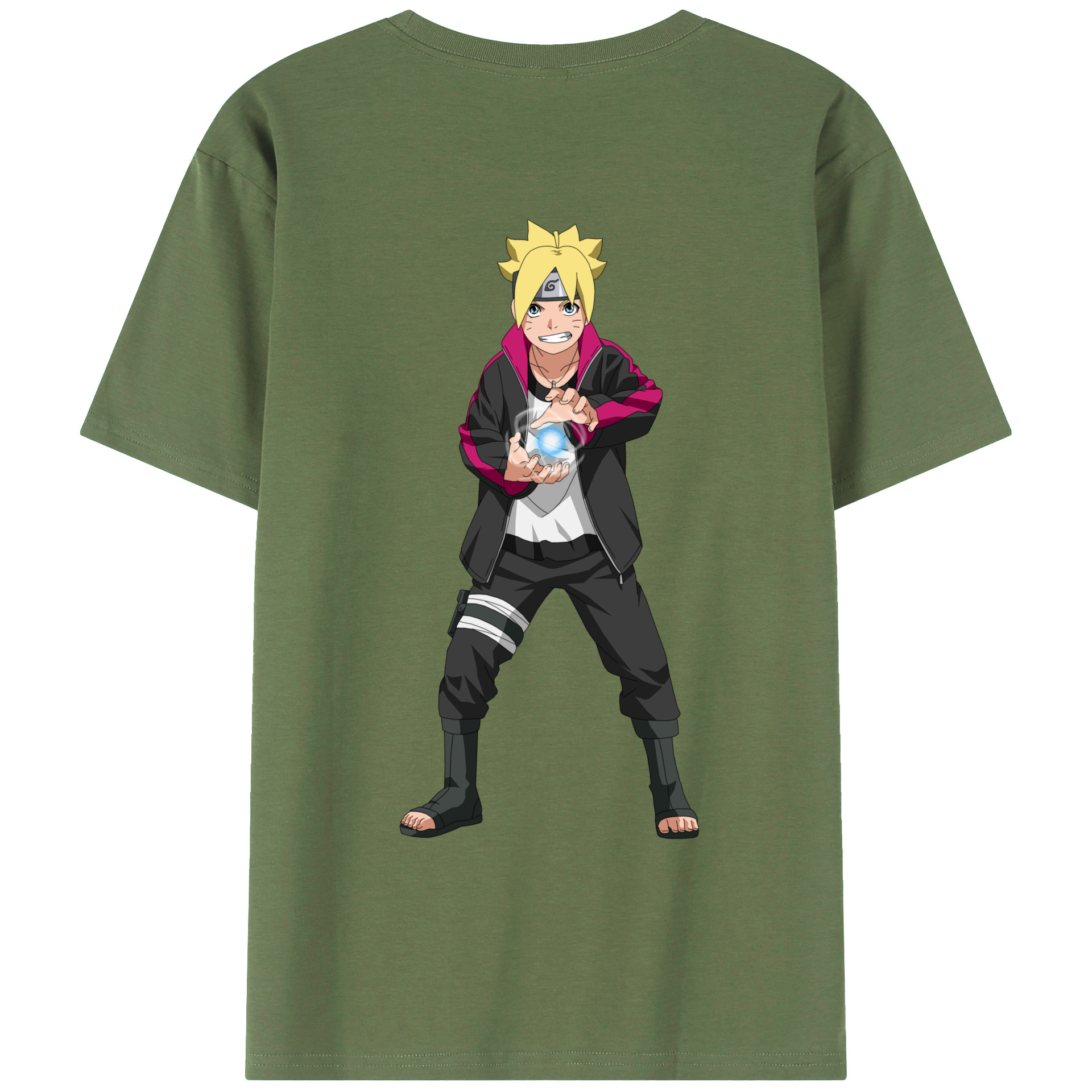 （画像用） NARUTO -ナルト- うずまき ボルト Uzumaki Boruto 綿100％ メンズ半袖Tシャツ（バックプリント） 通気性
